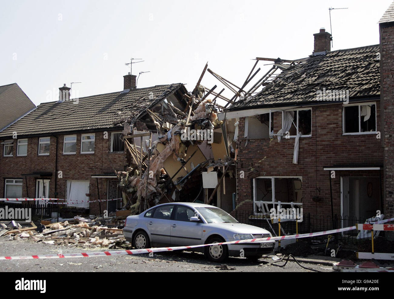 A property in Grey Street in North Shields, where at least one person was killed when an explosion ripped though a house. Stock Photo