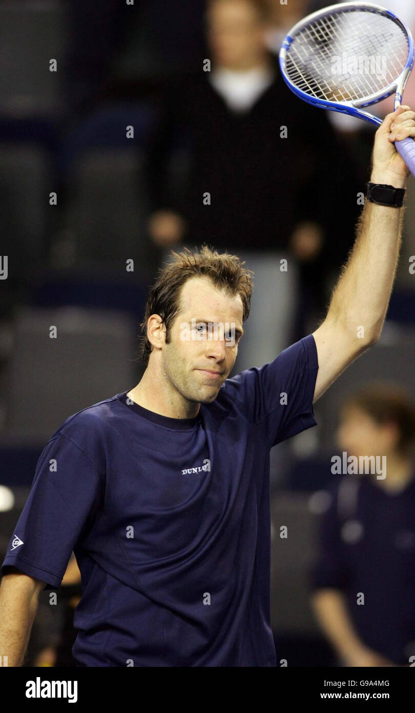 Janko Tipsarevic of Serbia celebrates after beating Radek Stepanek of Czech  Republic during their Davis Cup semifinal match in Belgrade, Serbia,  Sunday, Sept. 19, 2010. (AP Photo/Darko Vojinovic Stock Photo - Alamy, image size:810x1390