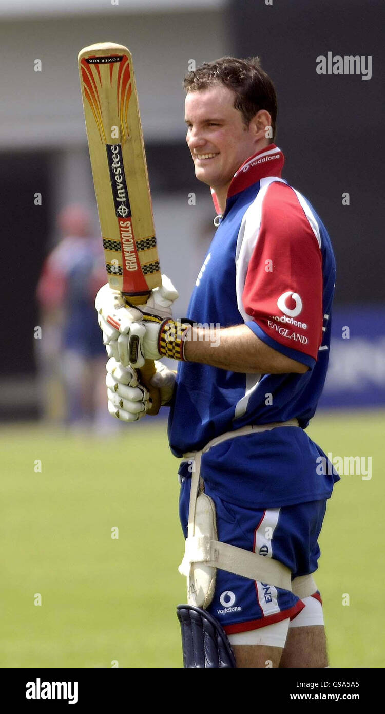 England's Andrew Strauss during a nets session at the Keenan Stadium, Jamshedpur, India. Stock Photo