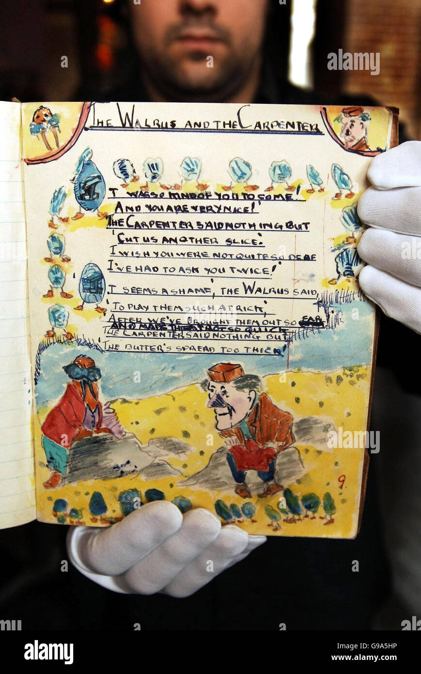 A page entitled 'The Walrus and the Carpenter' from John Lennon's