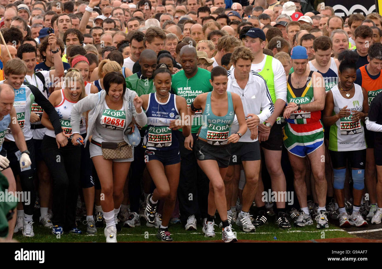 The celebrity startline of the London Marathon 2006 in Blackheath, south east London. Stock Photo