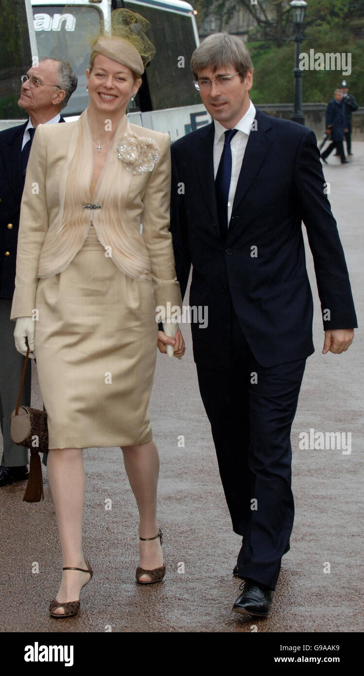 Lady Helen Taylor and husband Tim arrive St George's Chapel, Windsor Castle on Sunday, 23 April 2006, for a special service marking the Monarch's 80th Birthday of Friday 21 April. See PA story. Stock Photo