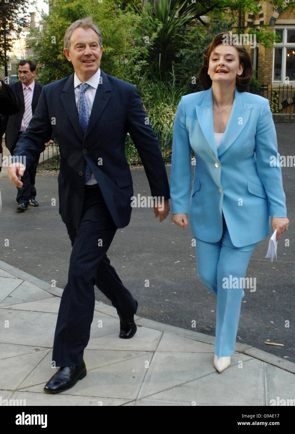 Prime Minister Tony Blair and his wife Cherie arrive to cast their vote