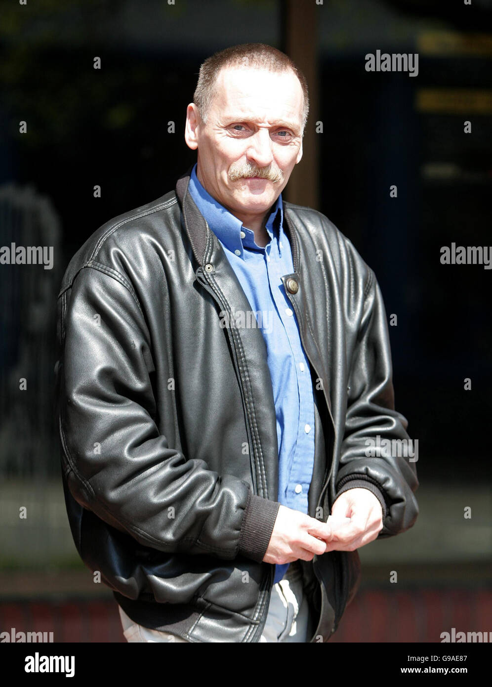 Paul Dunn leaves Stockport Magistrates Court where he appeared accused of threatening to attack two police officers with a snake. Stock Photo