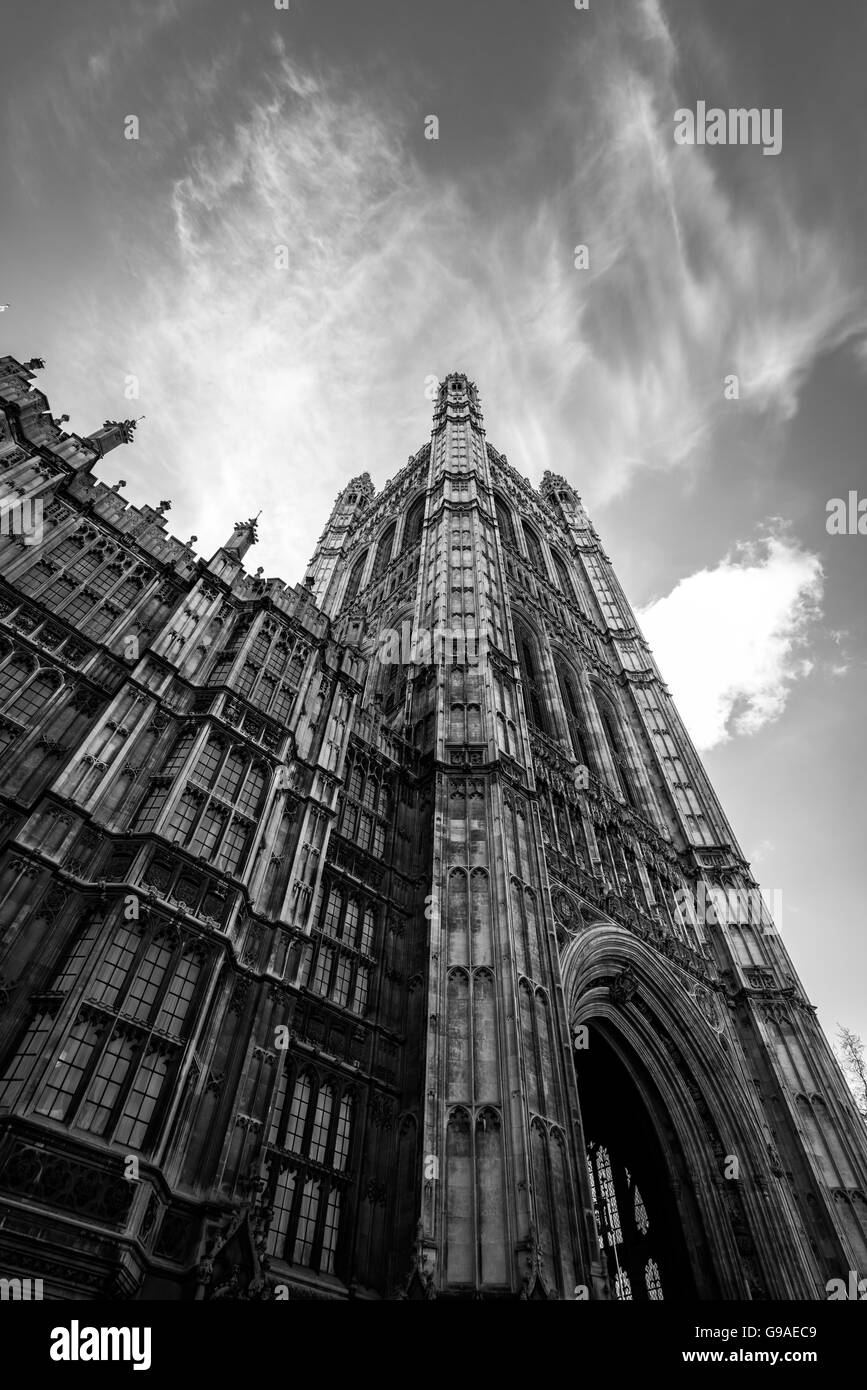 A portrait shot of Westminster palace during Brexit campaign. Stock Photo