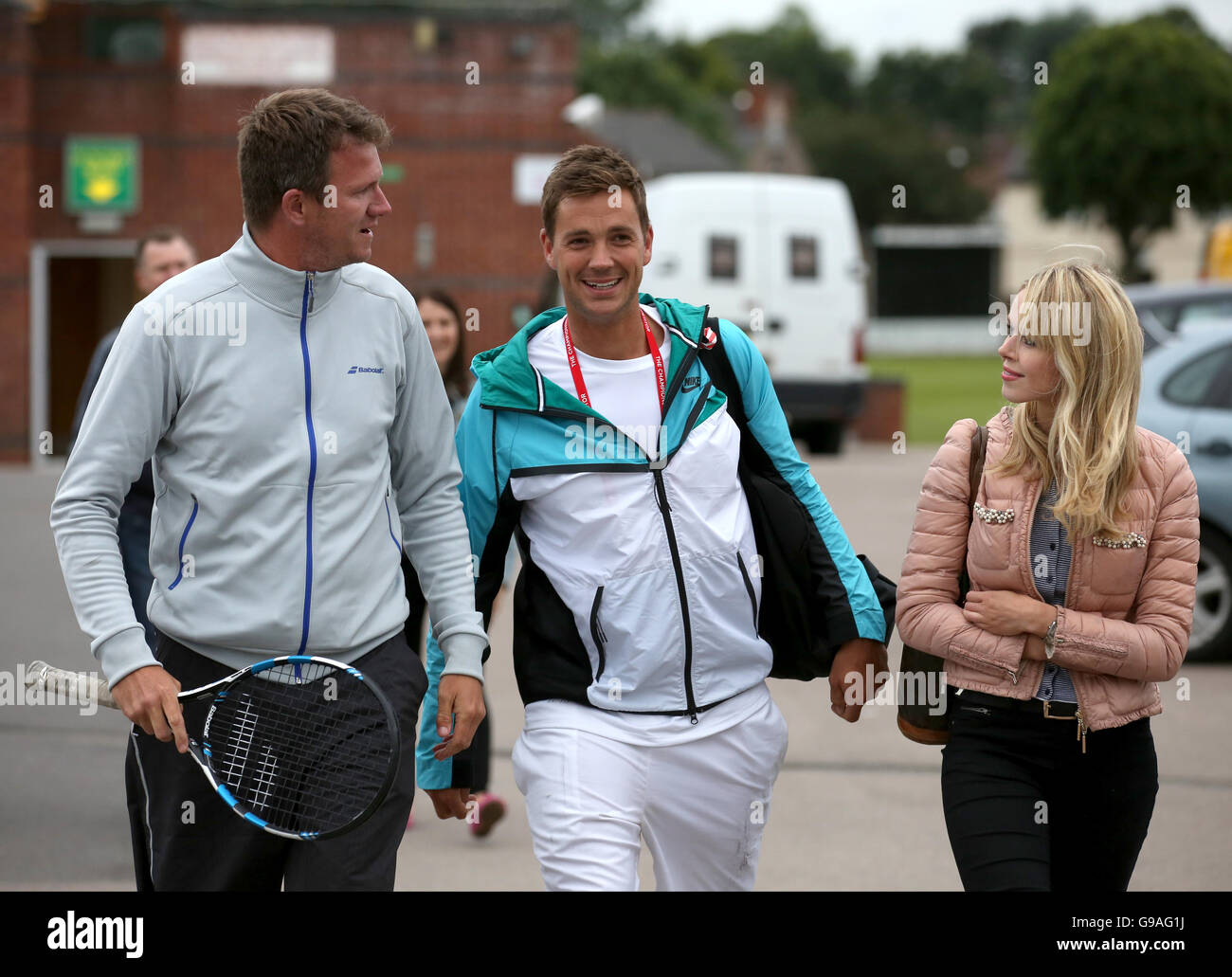 Marcus Willis (centre) with partner Jennifer Bate and tennis partner Gavin Henderson (left) at Coventry and North Warwickshire Tennis Club, Coventry. PRESS ASSOCIATION Images. Photo credit should read: Tim Goode/PA Wire Stock Photo
