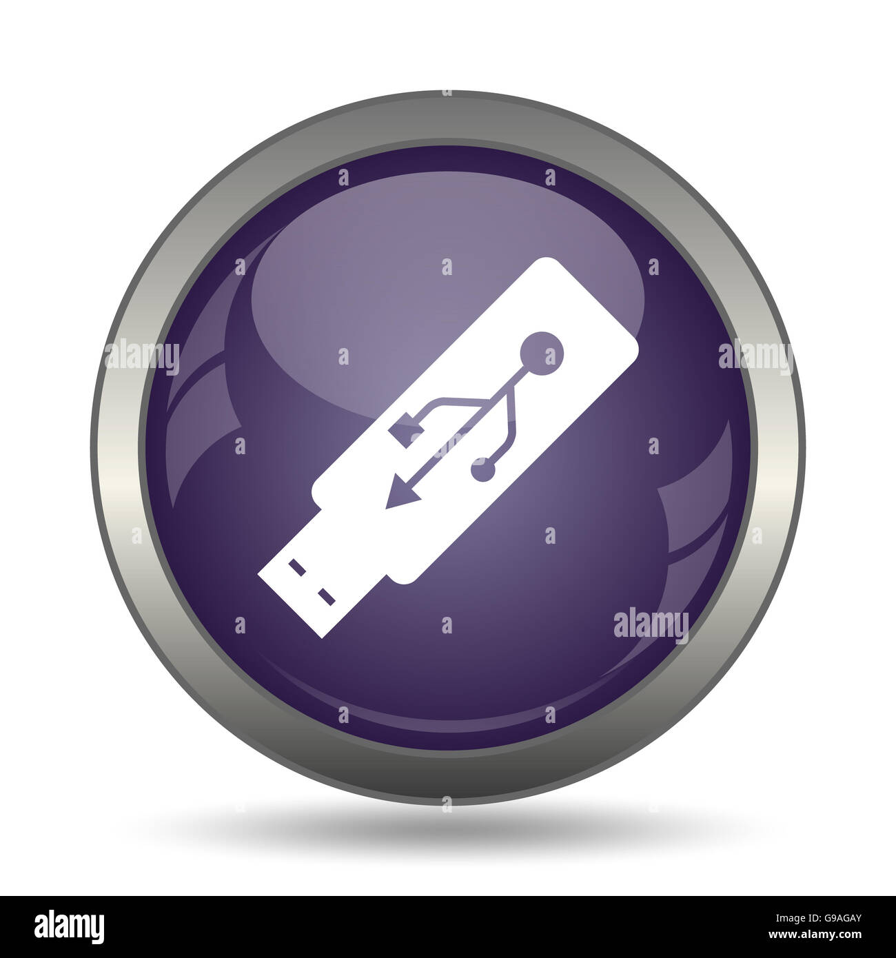 Usb flash drive icon. Internet button on white background Stock Photo ...