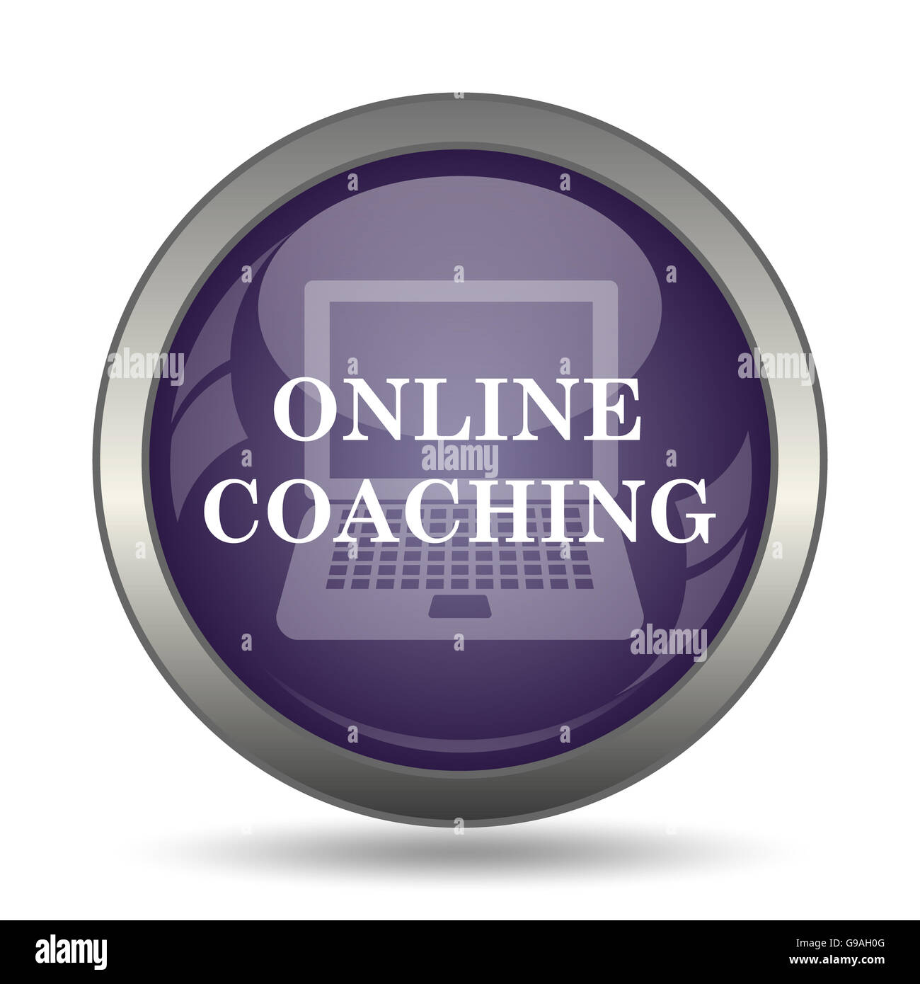 Online coaching icon. Internet button on white background Stock Photo ...