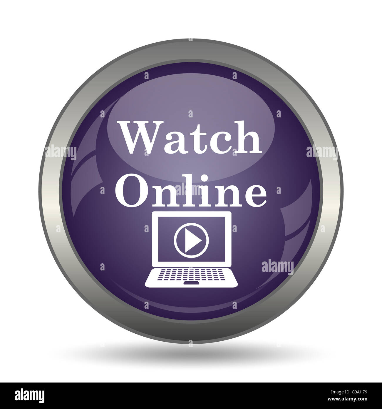 Watch online icon. Internet button on white background Stock Photo - Alamy