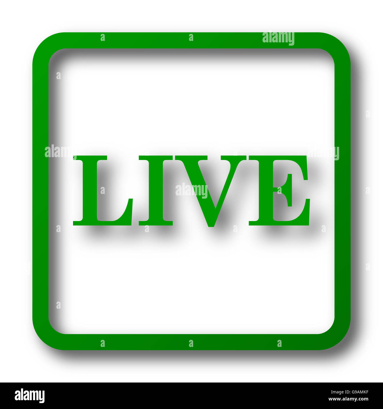 Live icon. Internet button on white background Stock Photo - Alamy