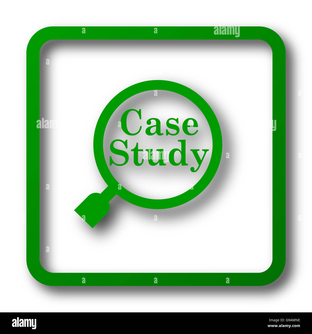 Case study icon. Internet button on white background Stock Photo - Alamy