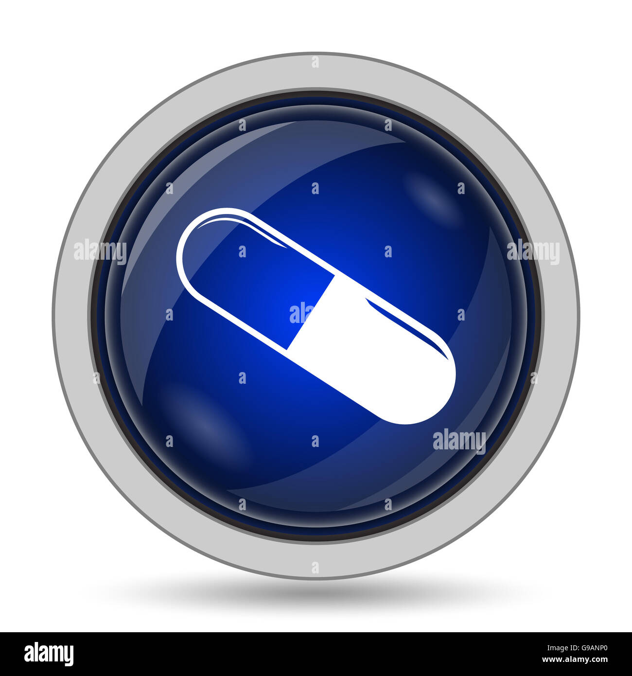 Pill icon. Internet button on white background Stock Photo - Alamy