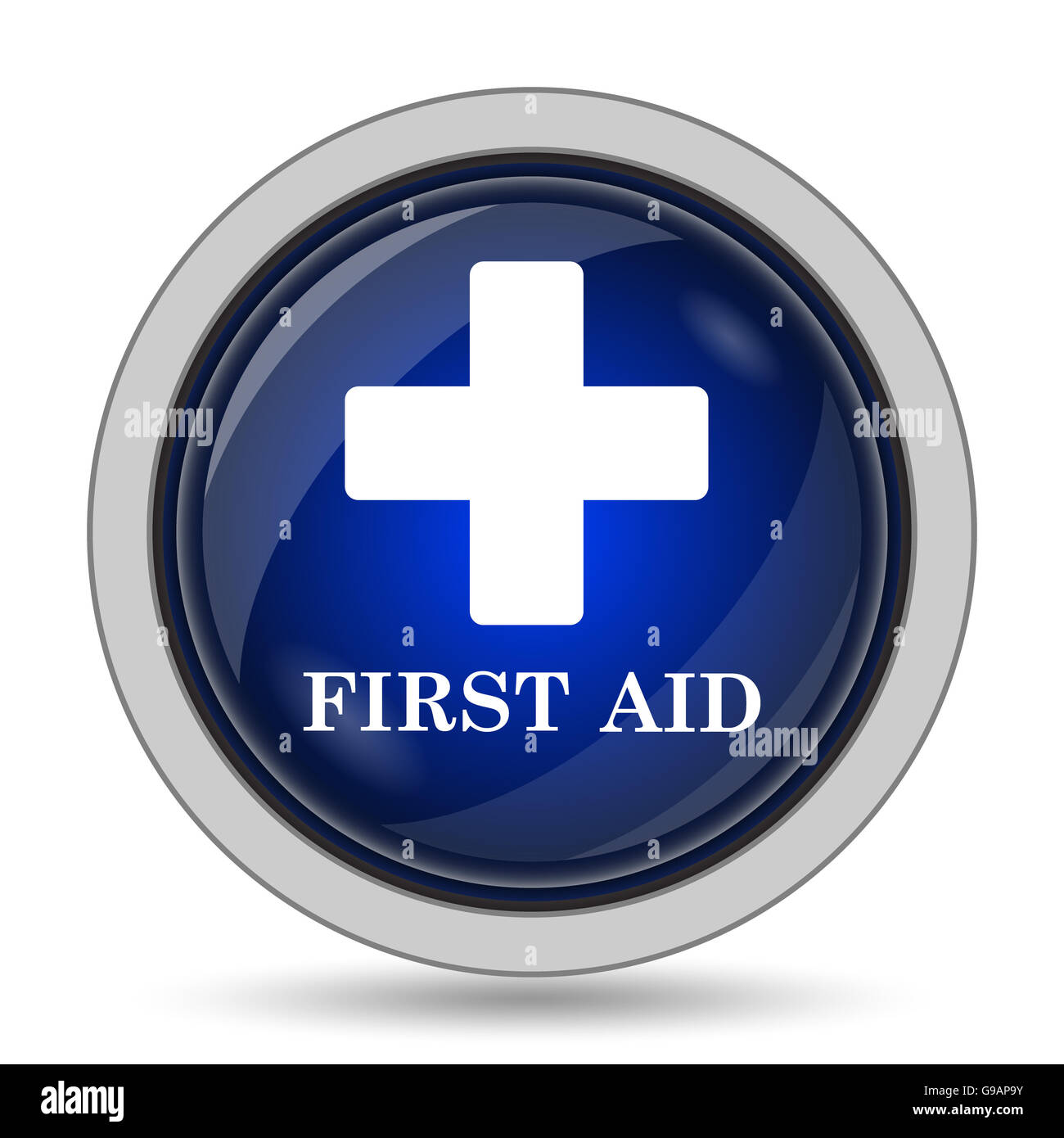First aid icon. Internet button on white background Stock Photo - Alamy