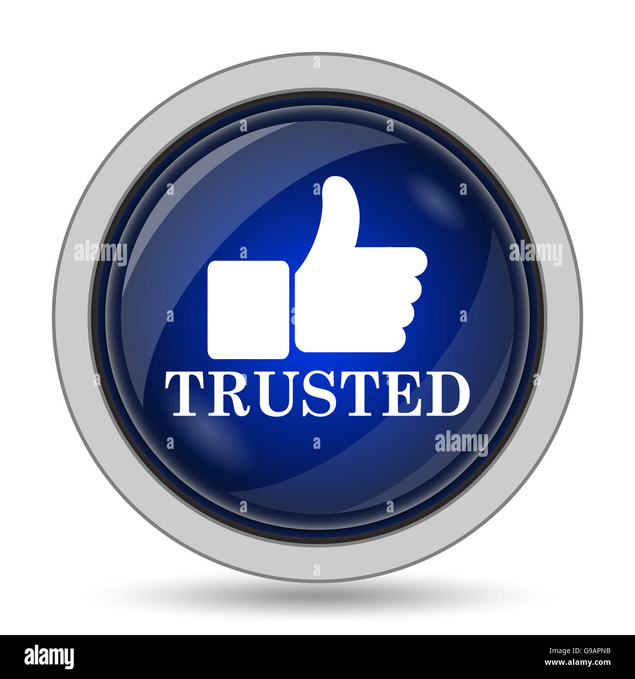 Trusted icon. Internet button on white background Stock Photo - Alamy