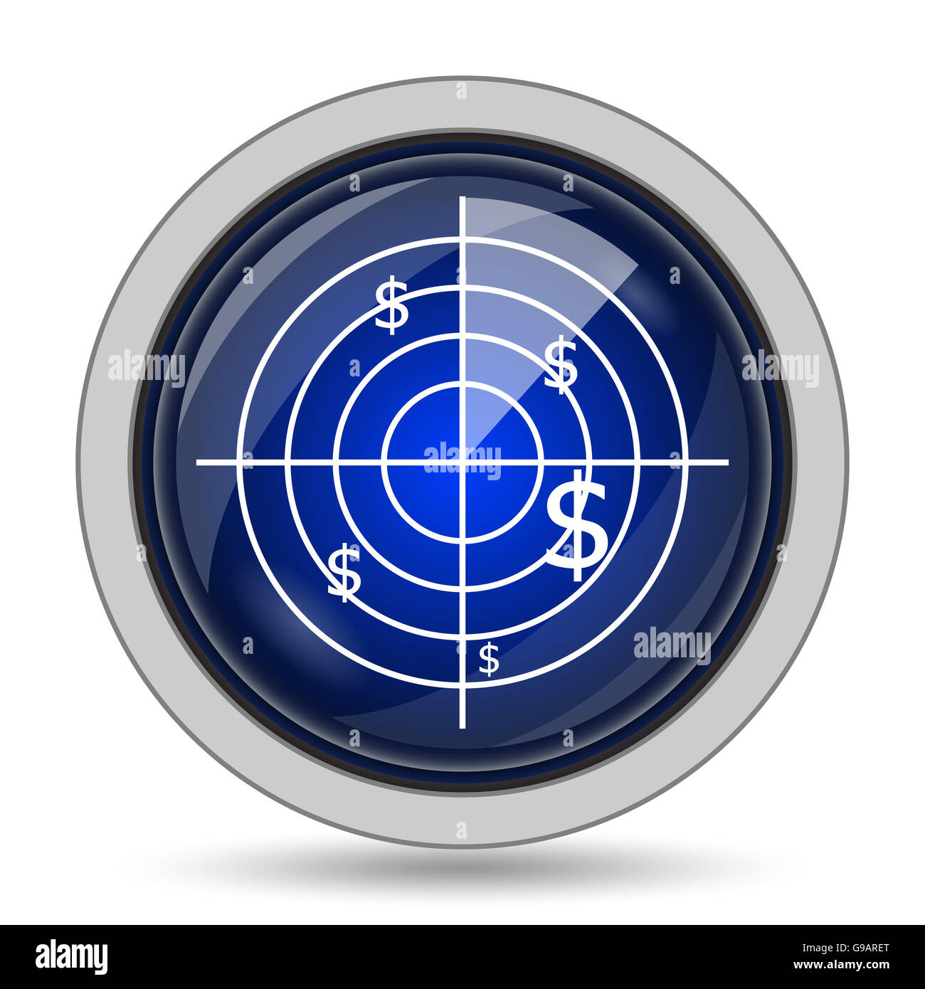Radar searching money icon. Internet button on white background Stock ...