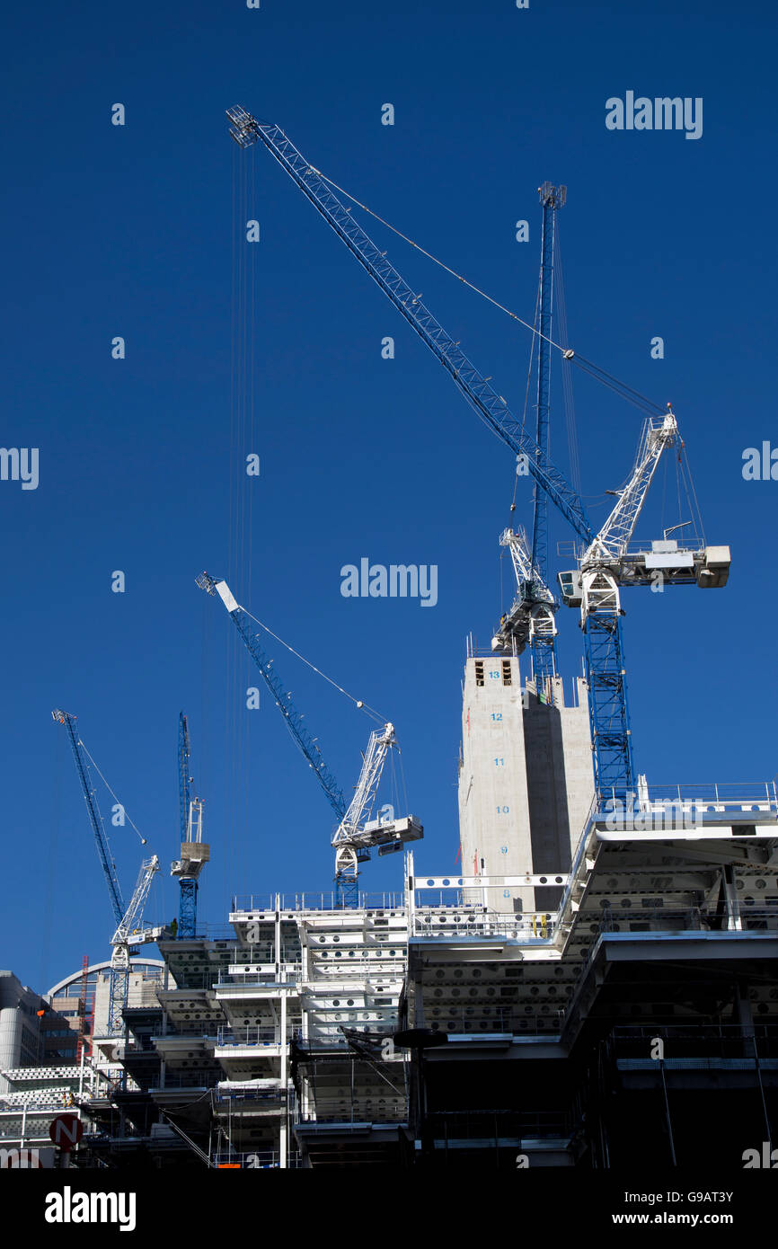 Cranes on construction building site London Stock Photo