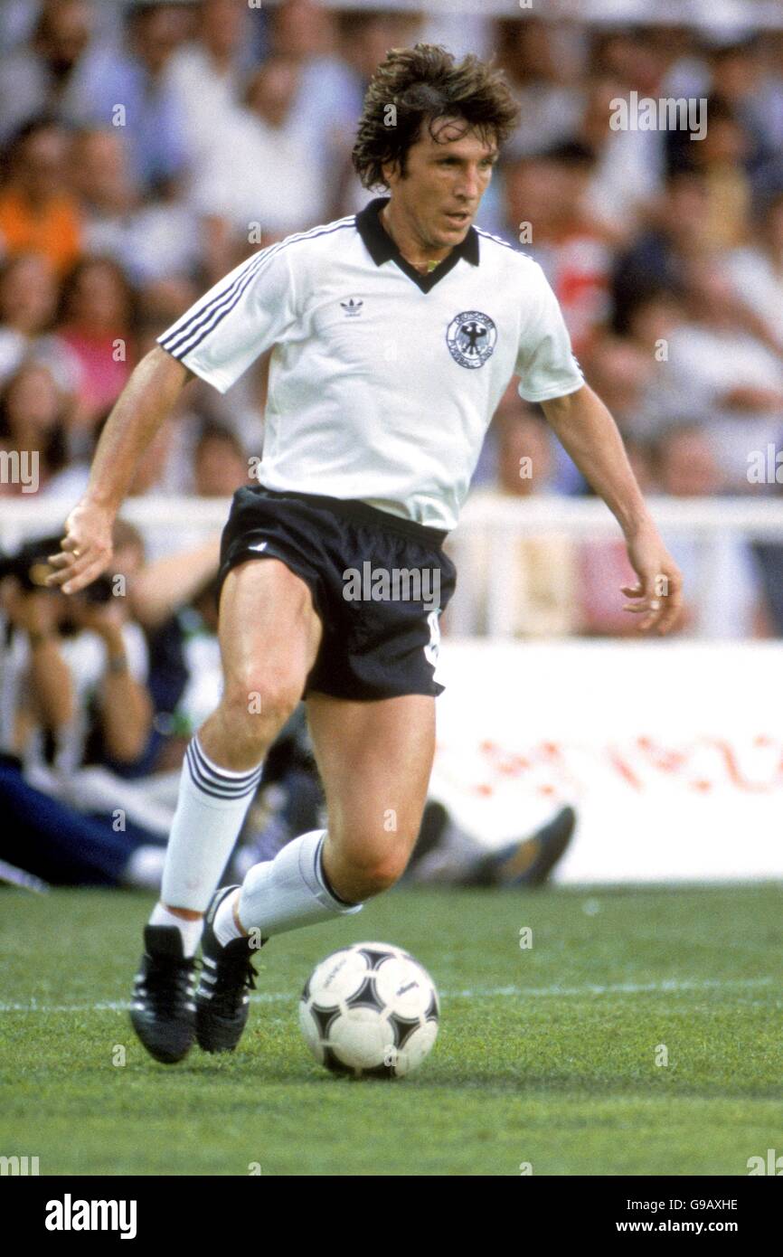 Soccer - World Cup Spain 82 - Semi Final - West Germany v France. Klaus Fischer, West Germany Stock Photo