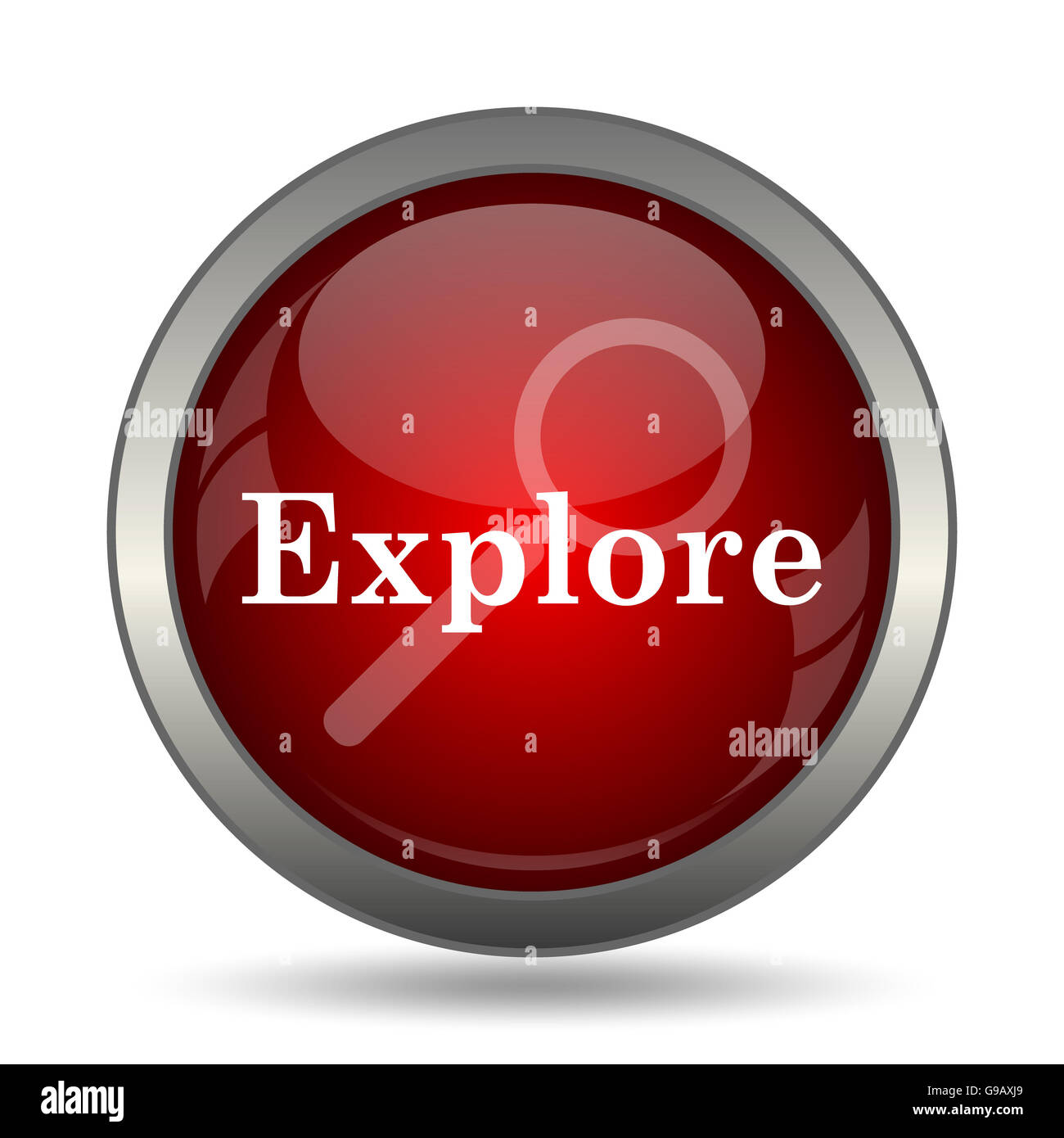 Explore icon. Internet button on white background Stock Photo - Alamy