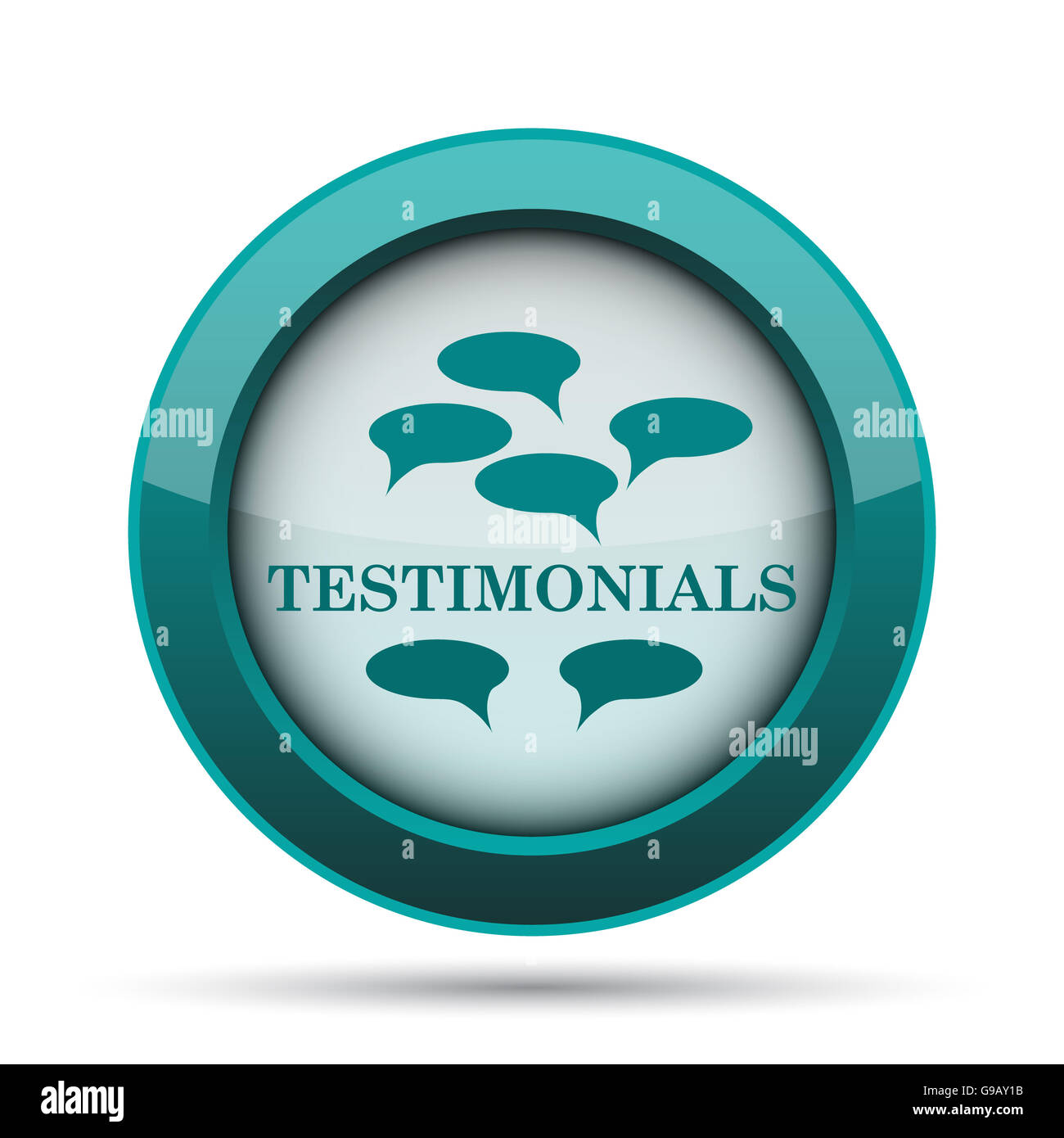 Testimonials icon. Internet button on white background Stock Photo - Alamy