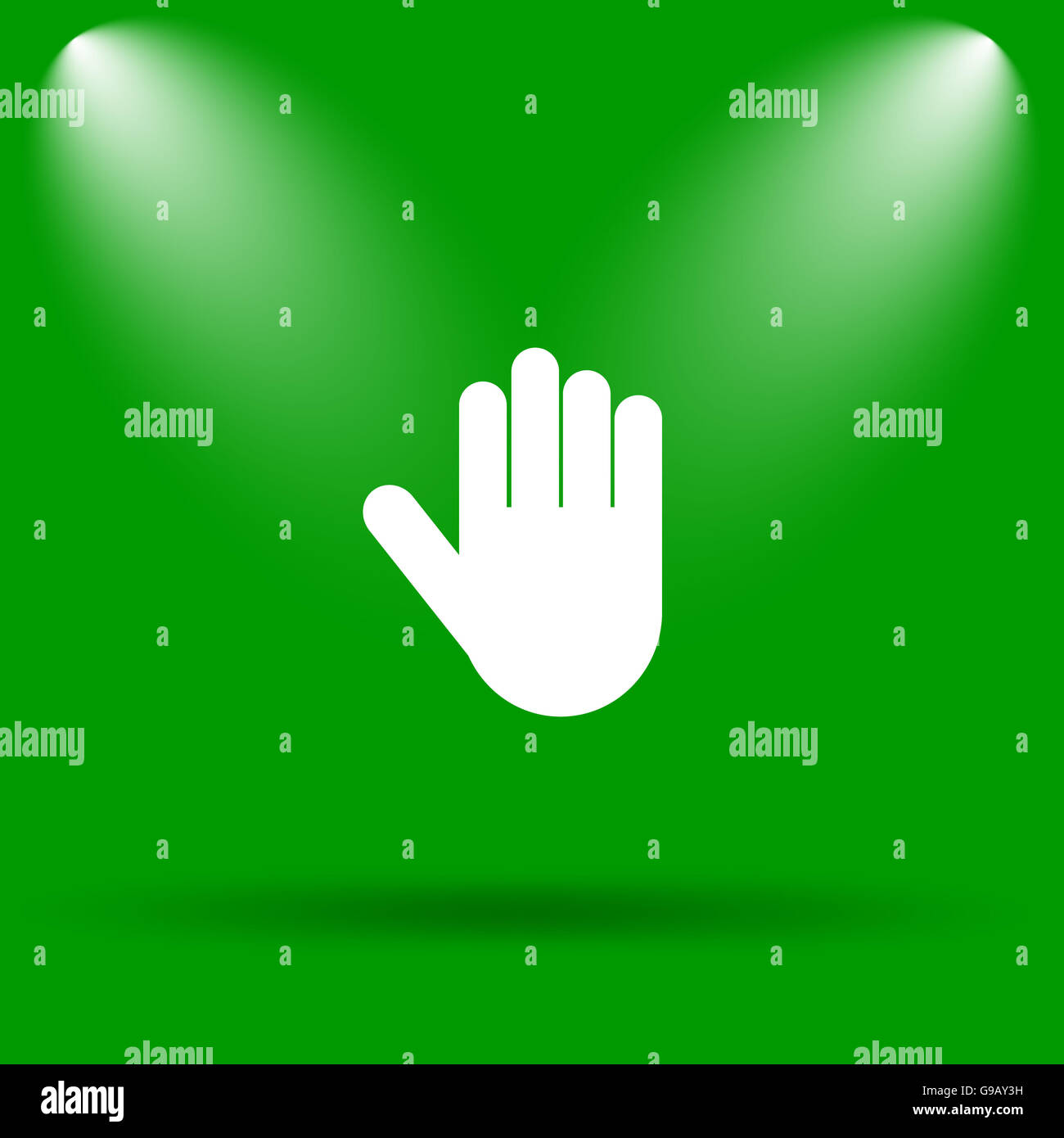 Stop icon. Internet button on green background Stock Photo - Alamy