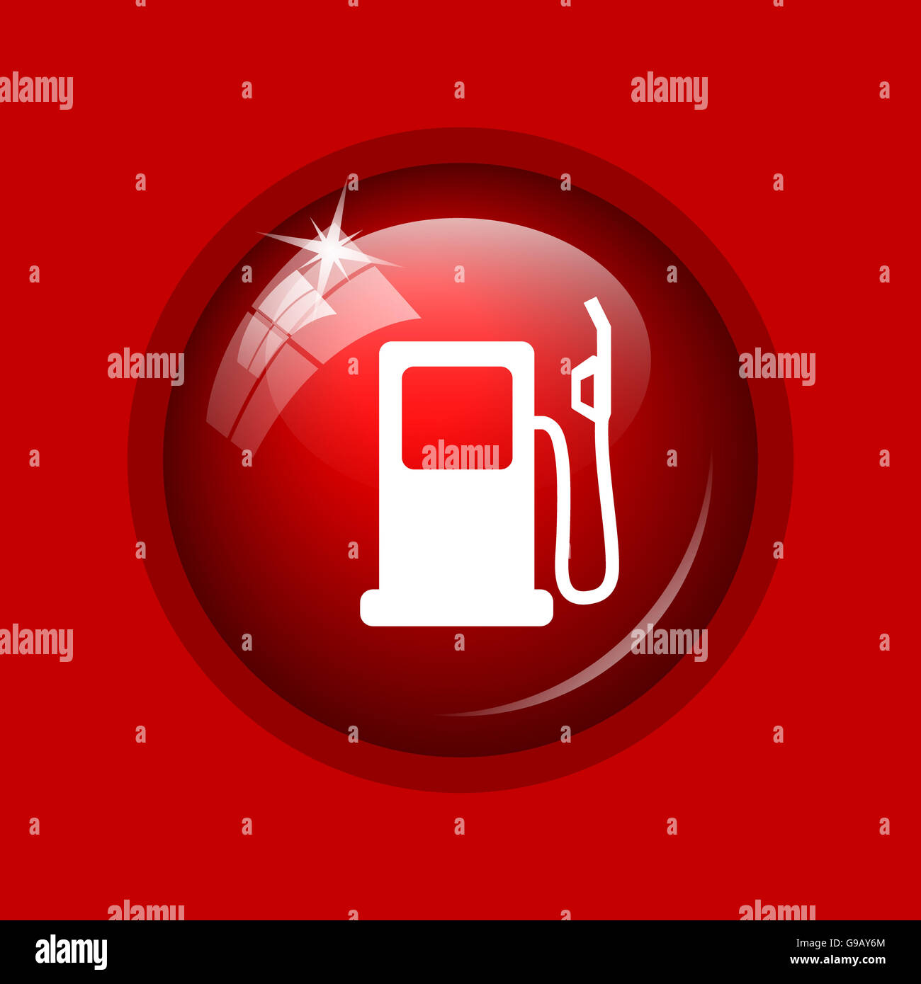 Gas pump icon. Internet button on red background Stock Photo - Alamy