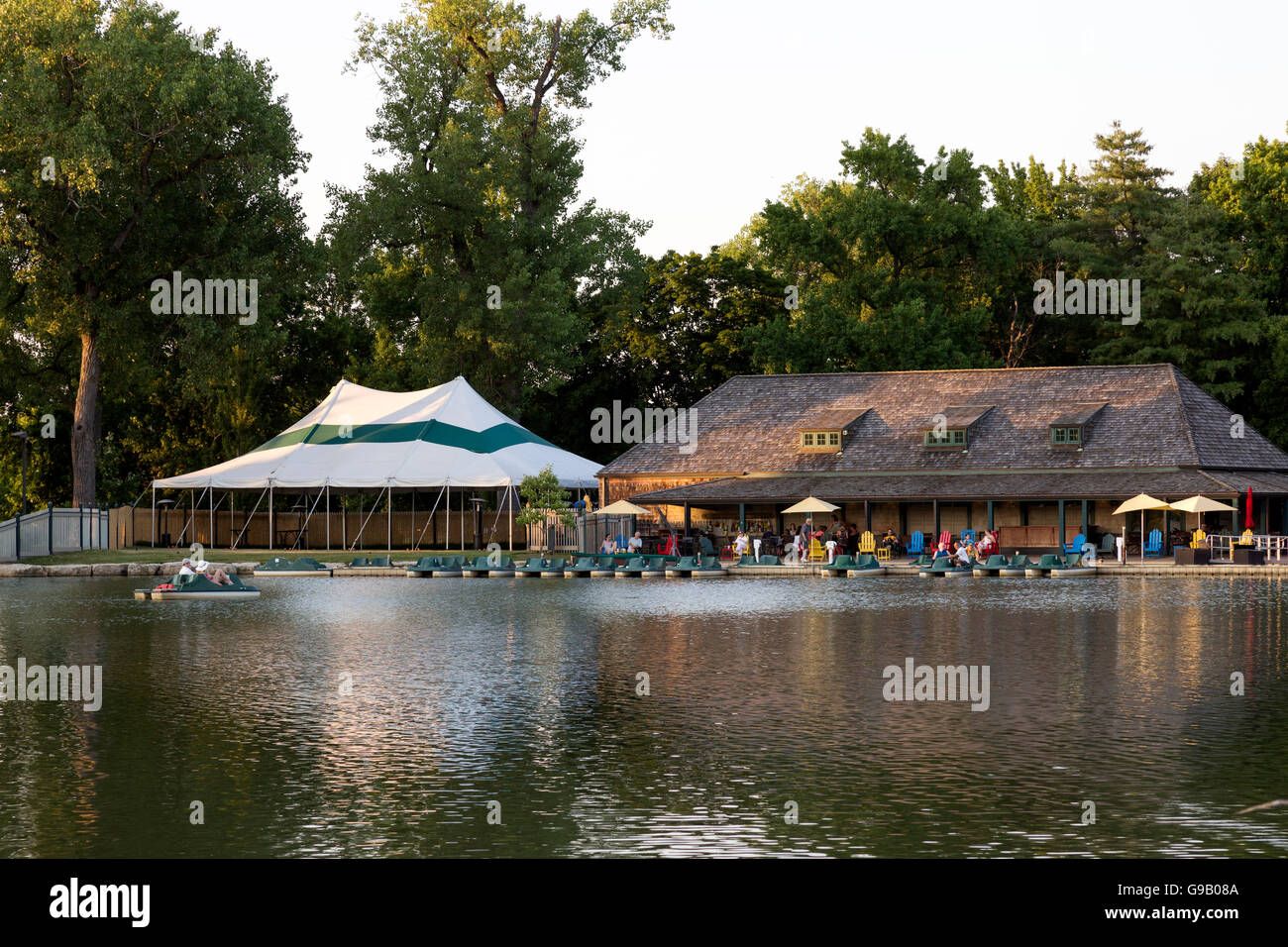 Boat house and restaurant in Forest Park,St. Louis, Missouri Stock