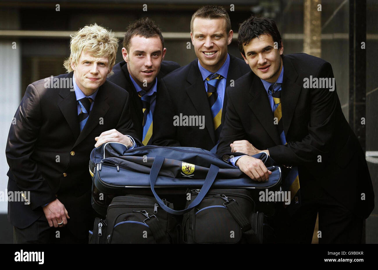 Scotland Football Players L R Chris Burke Kris Boyd Gavin Rae And Ian Murray During A Photo Call At Glasgow Airport Stock Photo Alamy