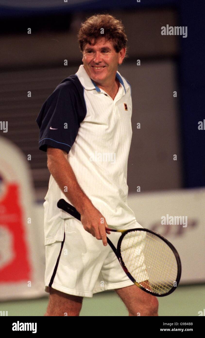 Paul McNamee, Australian Open chief executive, playing in a doubles match  with Roy Emerson against Pete Sampras and Victoria premier Steve Bracks  Stock Photo - Alamy