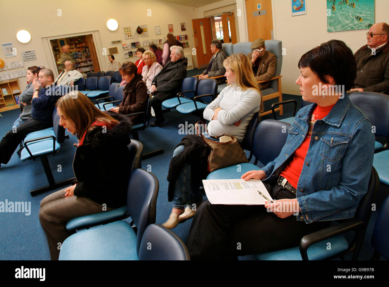 NHS medical centre waiting room Stock Photo