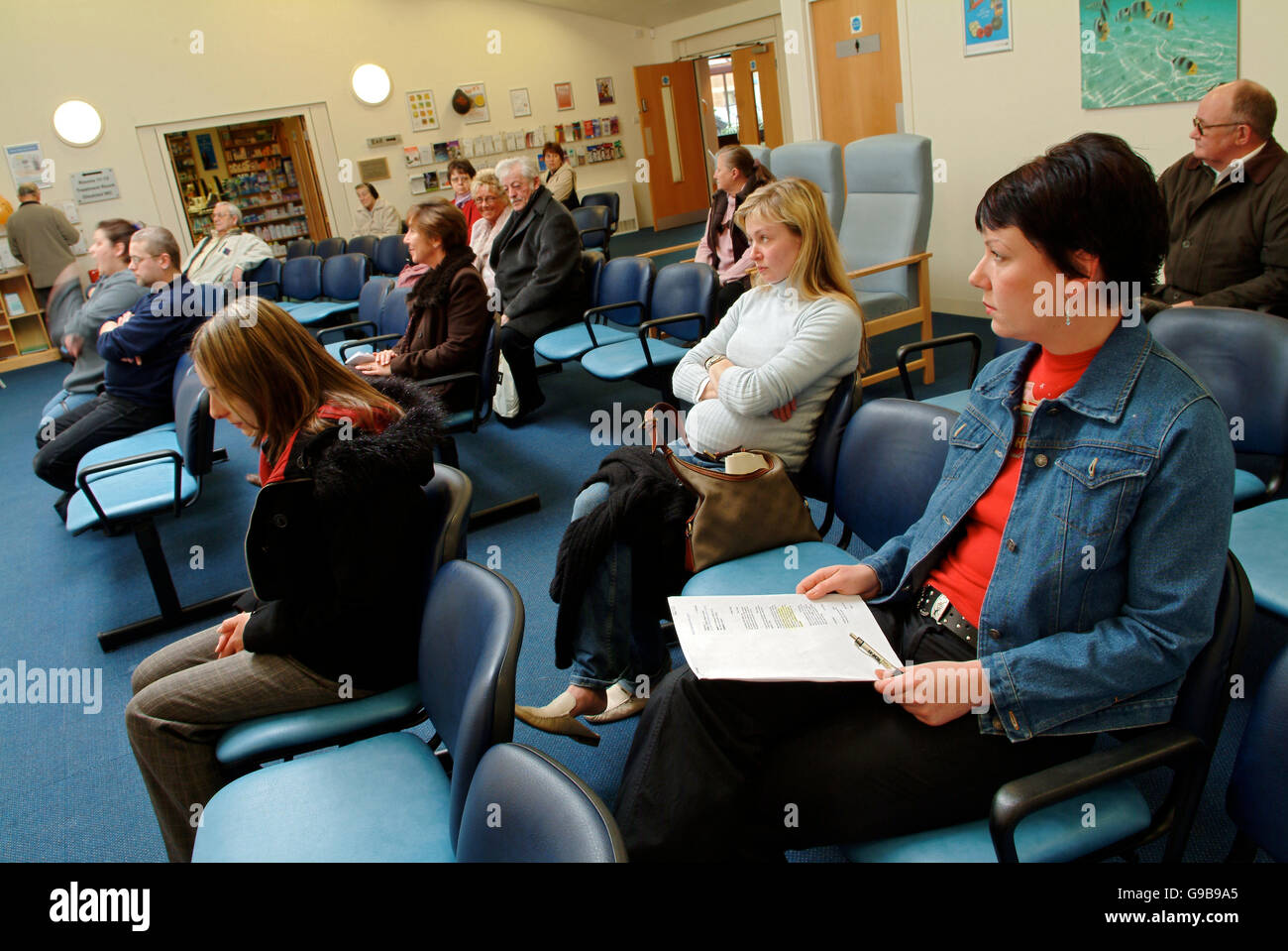 NHS medical centre waiting room Stock Photo