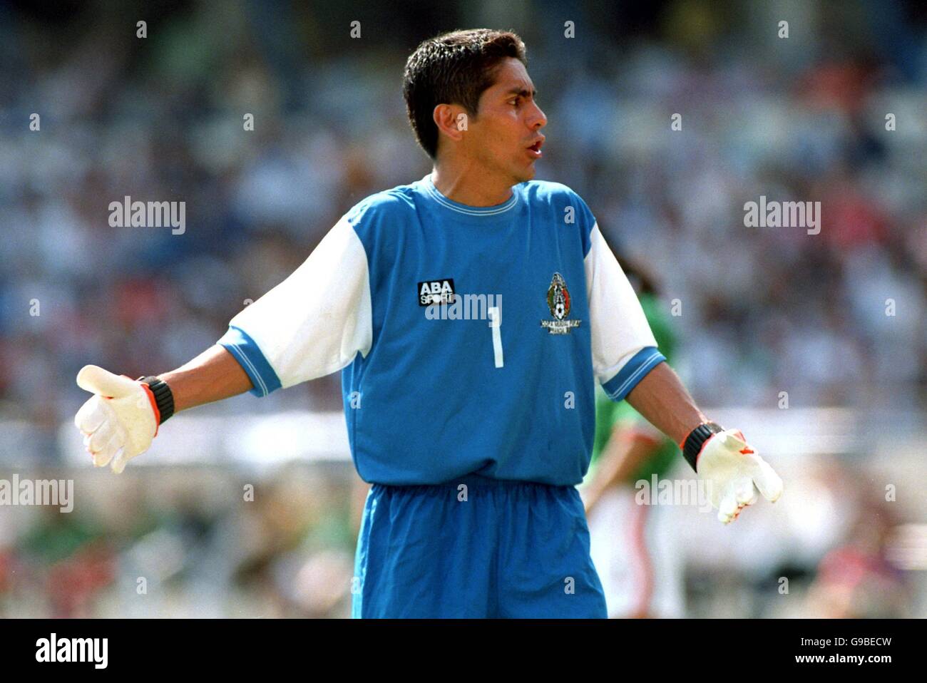 Soccer - World Cup France 98 - Second Round - Germany v Mexico. Jorge Campos, Mexico goalkeeper Stock Photo
