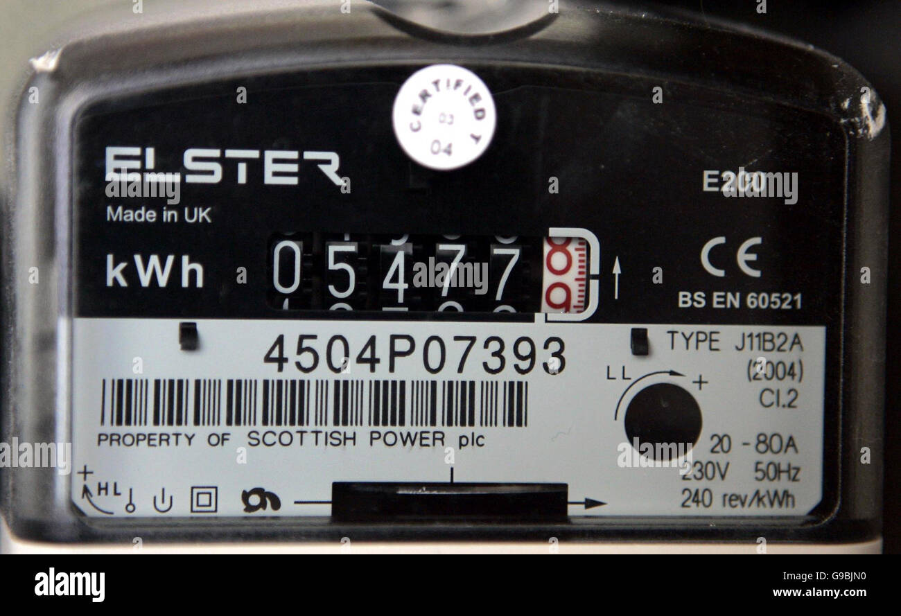 Scottish Power electricity meter on the day the power company warned that  further energy bill rises were "unavoidable" as it battles against  continuing high wholesale costs Stock Photo - Alamy