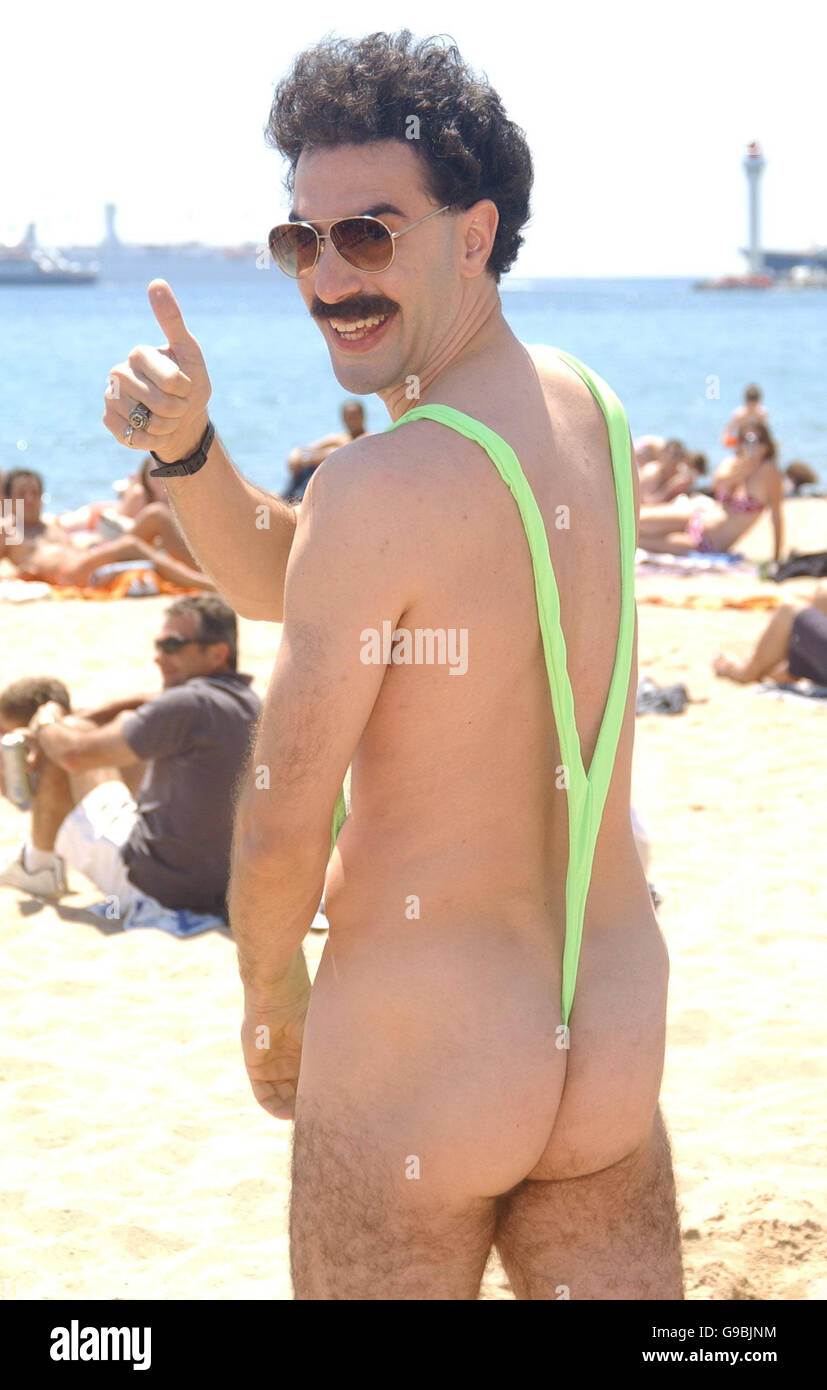 Sacha Baron Cohen/Borat poses for photographers during the Photocall for ' Borat-The Movie' on the beach in Cannes Stock Photo - Alamy