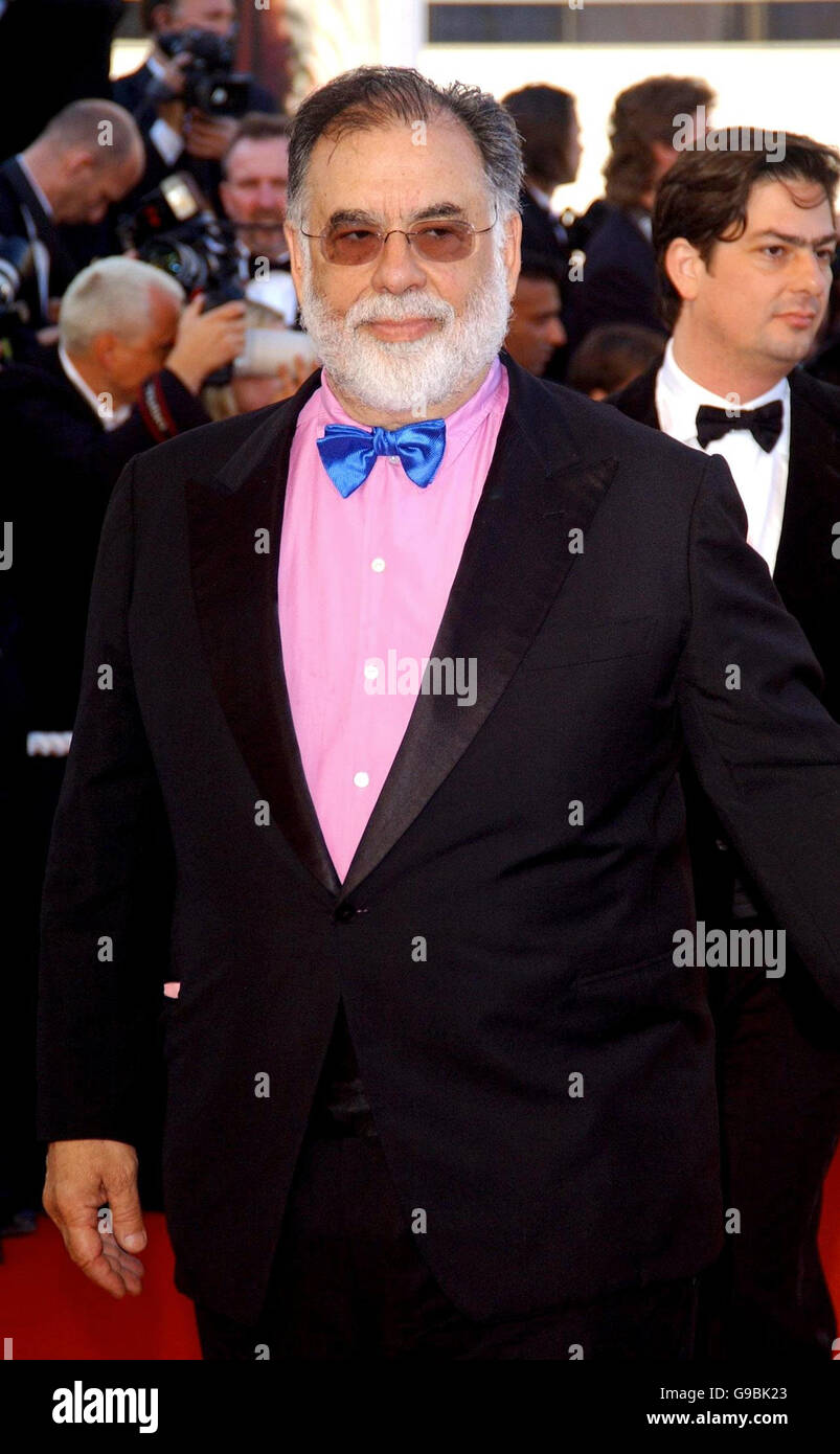 AP OUT: Francis Ford Coppola arrives for the premiere of Marie Antoinette, at the Palais des Festival, during the 59th Cannes film Festival in France. Stock Photo