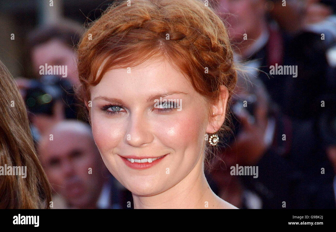 AP, OUT Kirsten Dunst arrives for the premiere of Marie Antoinette, at the Palais des Festival, during the 59th Cannes film Festival in France. Stock Photo