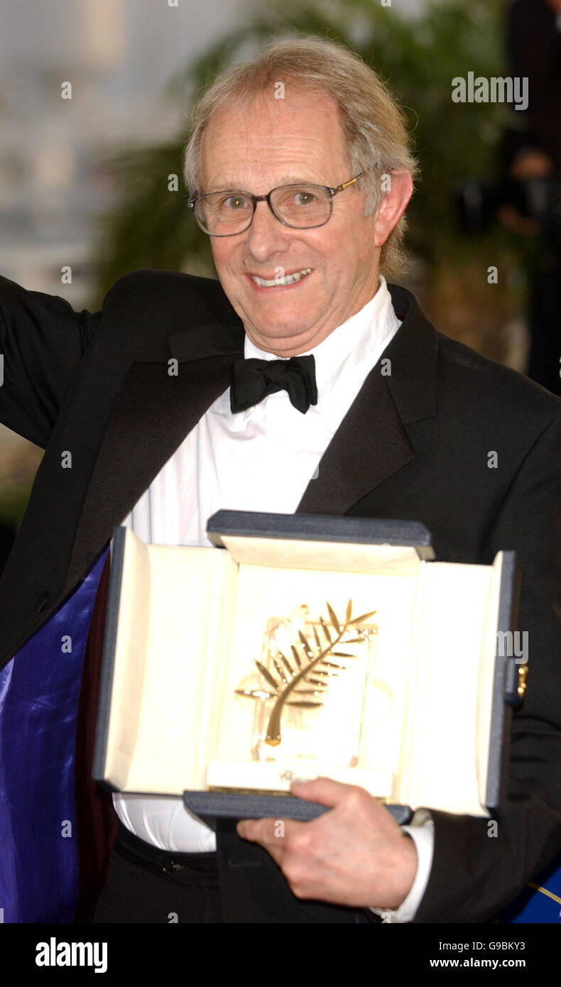 AP OUT Director Ken Loach with the Palme D'Or award for his film The