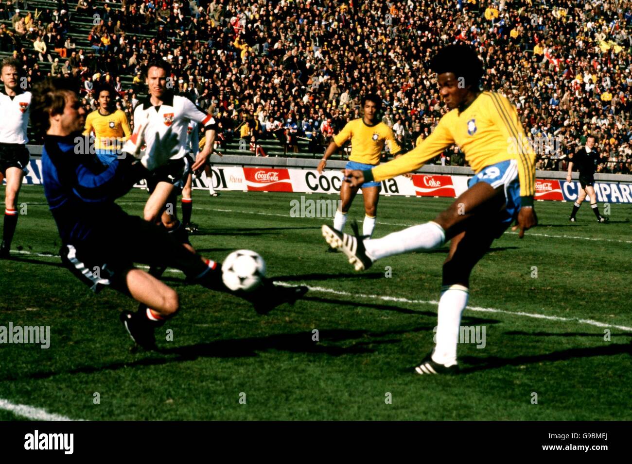 Soccer World Cup Argentina 1978 Group 3 Austria V Brazil Friedl Koncilia Of Austria Saves A Shot From Jorge Mendonca Of Brazil Stock Photo Alamy