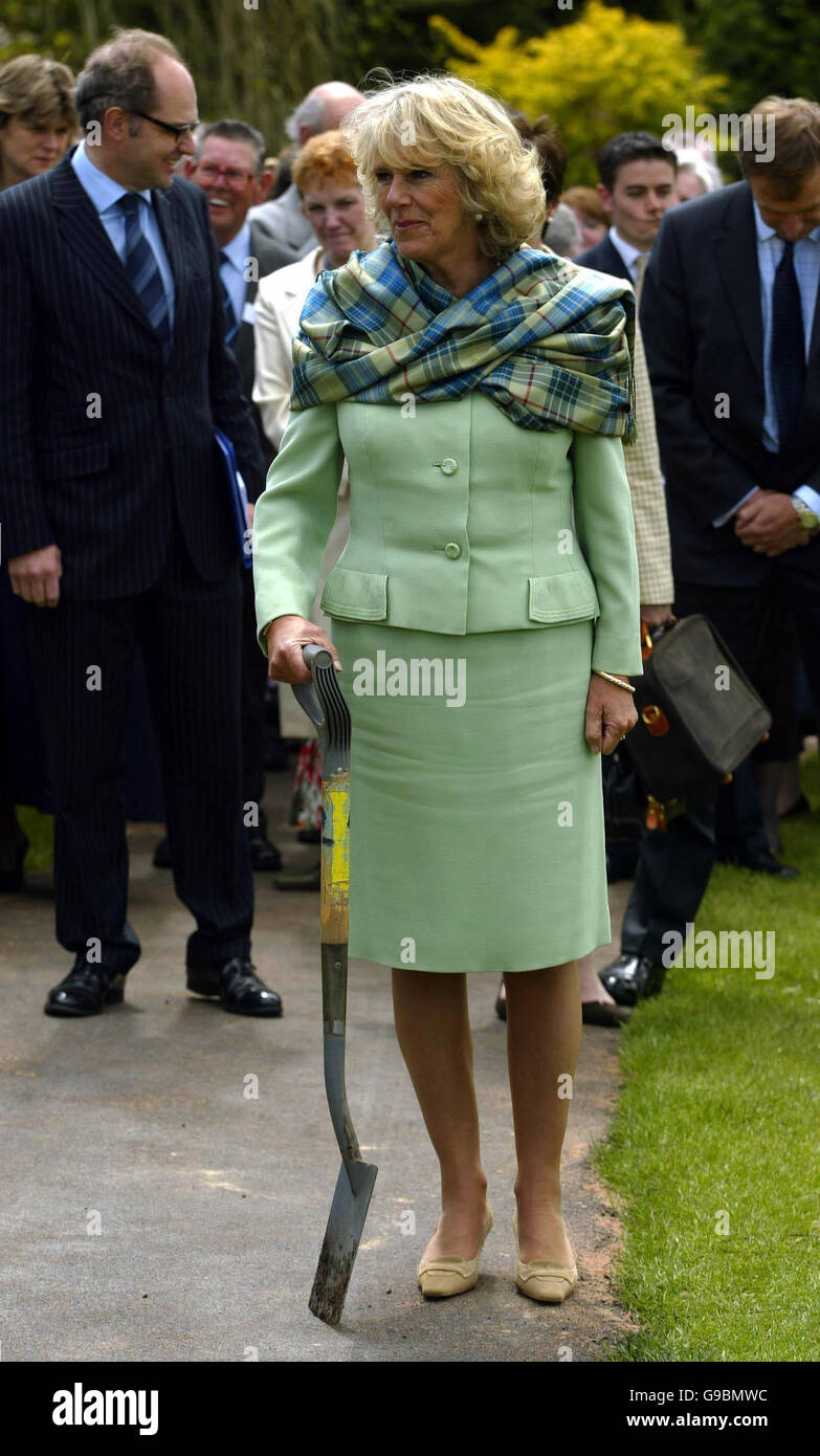 The Duchess of Cornwall during a visit to Threave House and Gardens, Castle Douglas, Scotland, to plant trees to mark the 75th anniversaries of the National Trust for Scotland and Scotland. Stock Photo