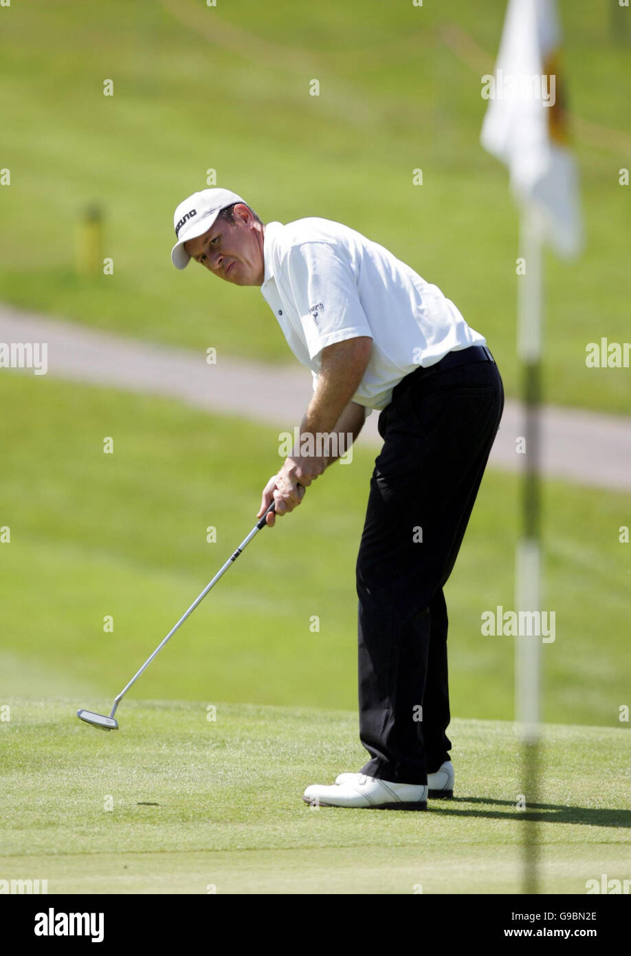 Scotland's Gary Orr putts on the 2nd green during the second round of the Celtic Manor Wales Open at The Celtic Manor Resort, near Newport. Stock Photo