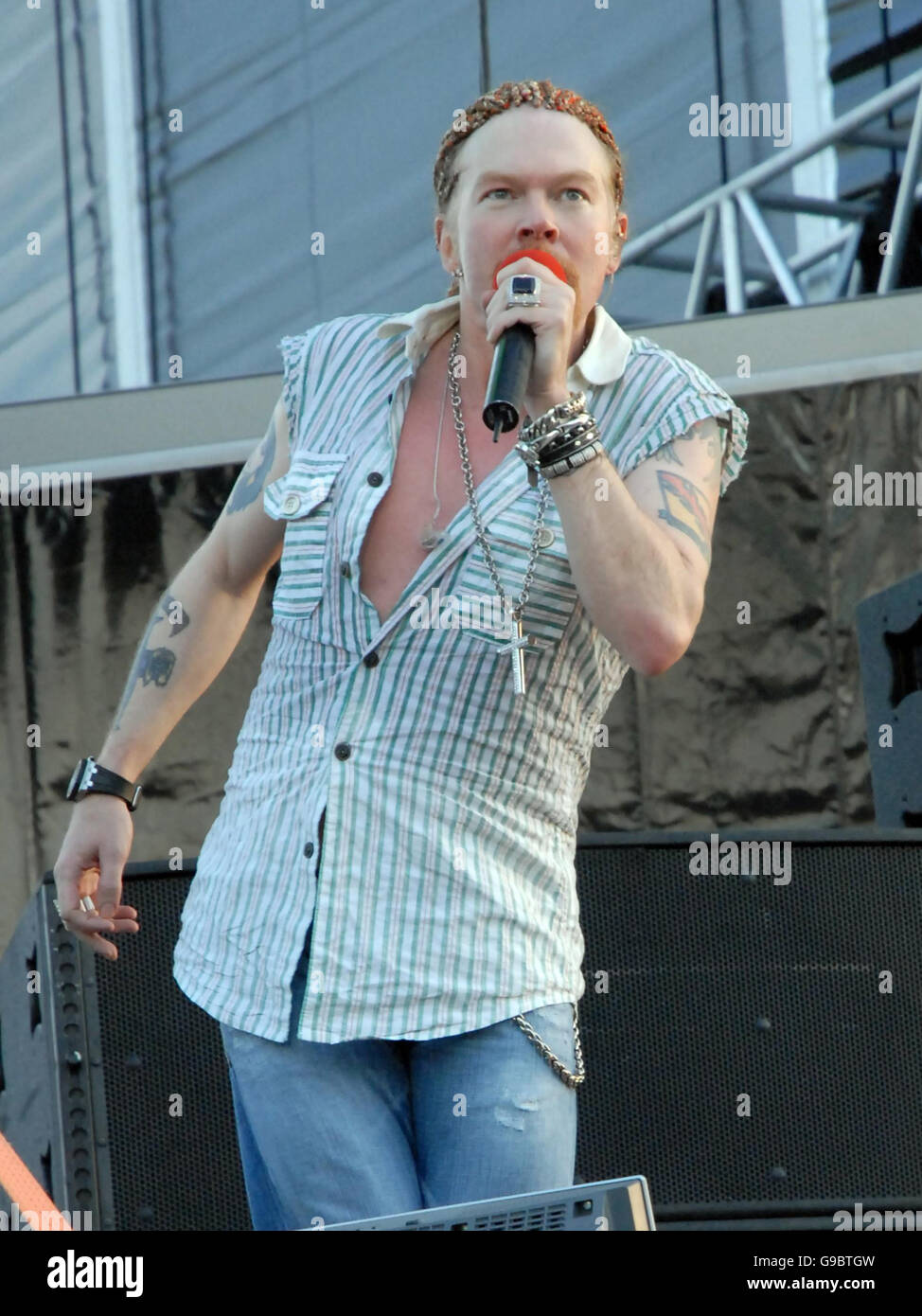 Lead singer of Guns N' Roses Axel Rose performs on stage at Dublin's