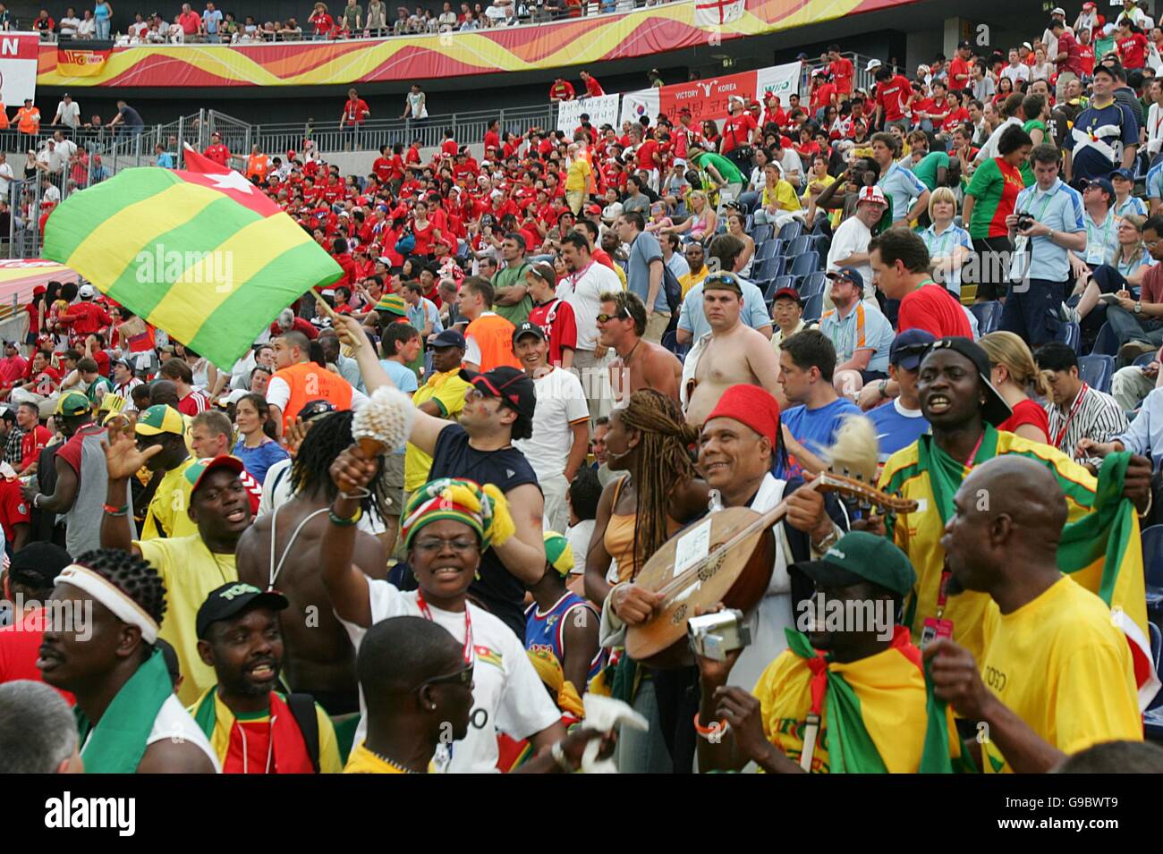 Soccer - 2006 FIFA World Cup Germany - Group G - South Korea v Togo - Commerzbank Arena. Togo fans in the crowd Stock Photo