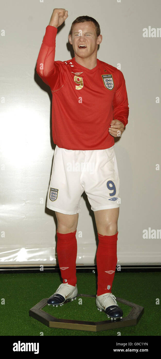 The new waxwork figure of England footballer Wayne Rooney is unveiled at Madame Tussauds in central London. Stock Photo