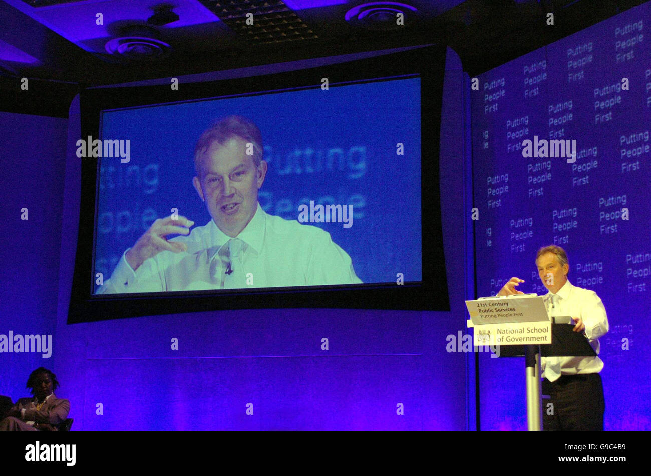 Prime Minister Tony Blair addresses a Cabinet Office-organised