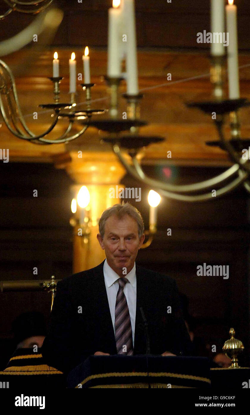 Tony Blair attends a service of thanksgiving to mark the 350th