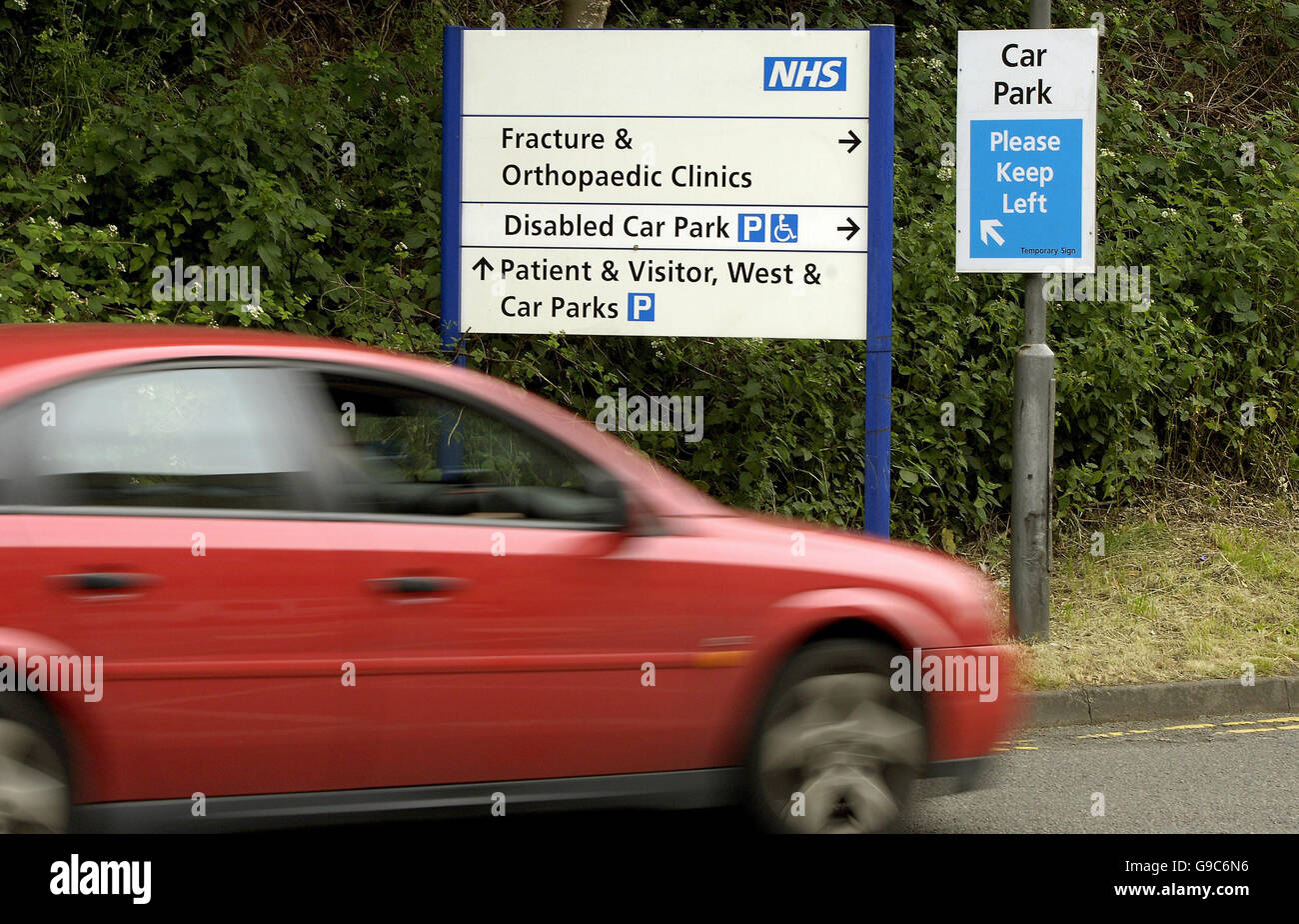 Generic stock of the car park sign NHS Queen's Medical Centre, Nottingham, hospital Stock Photo