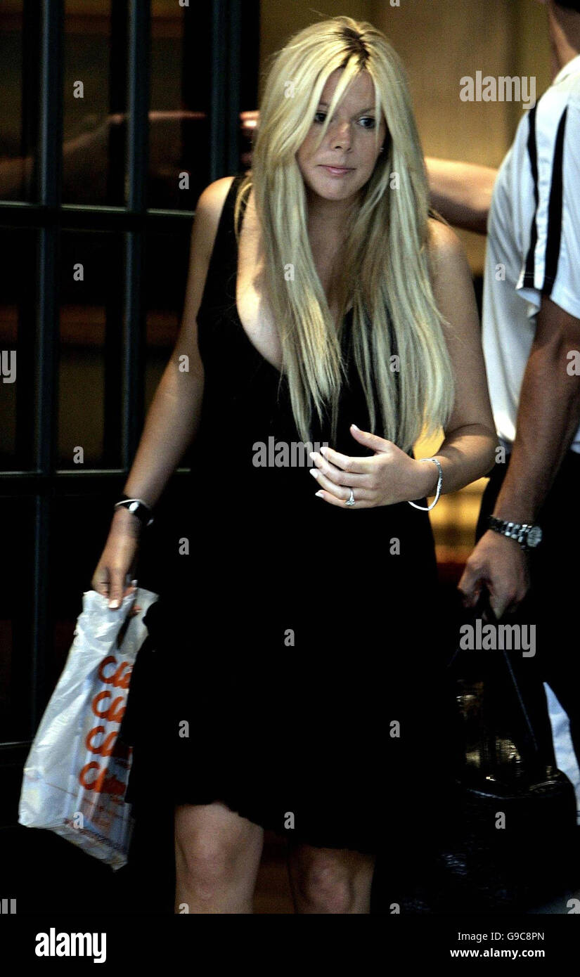 John Terry's fiance Toni Poole leaves Brenners the England players wives hotel in Baden-Baden. Stock Photo