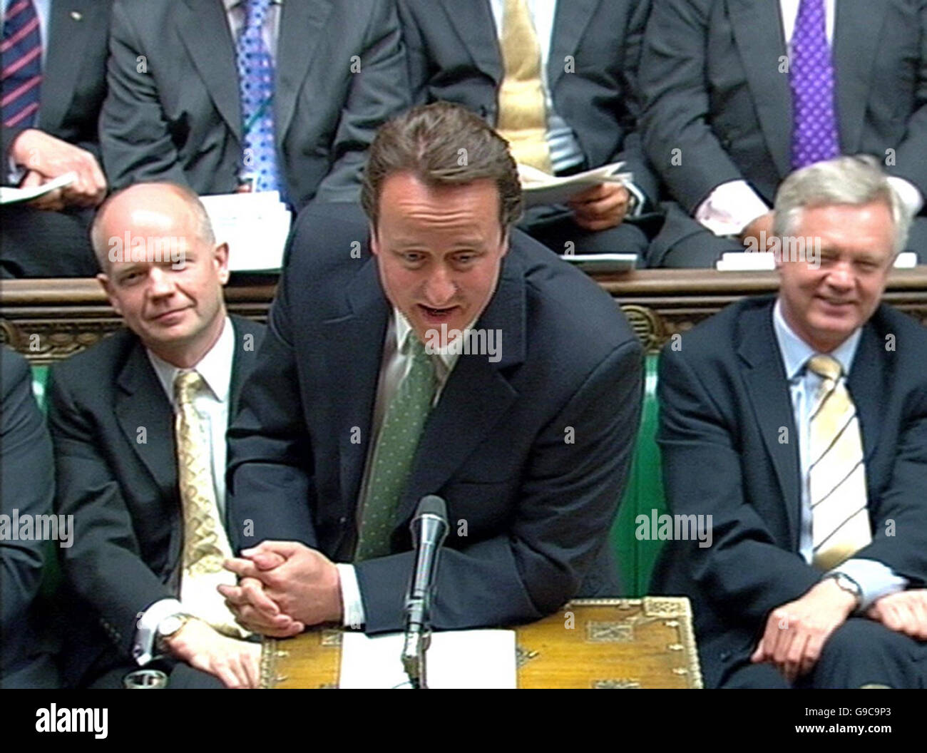 Conservative leader David Cameron speaks during Prime Minister's Questions at the House of Commons, London. Stock Photo