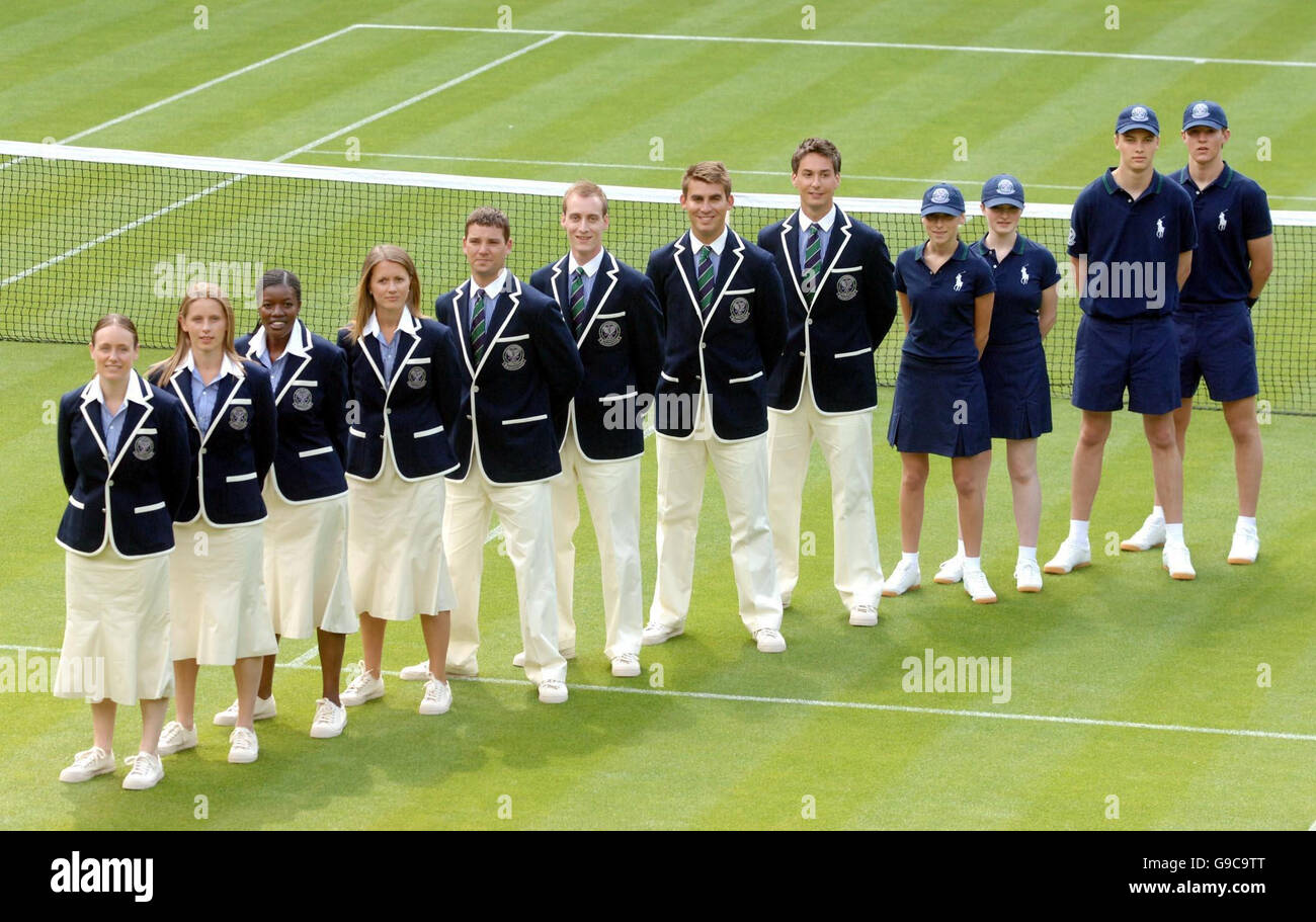 Wimbledon court officials and ball persons model the new polo ralph lauren  clothing during a photocall on centre court, wimbledon. hi-res stock  photography and images - Alamy