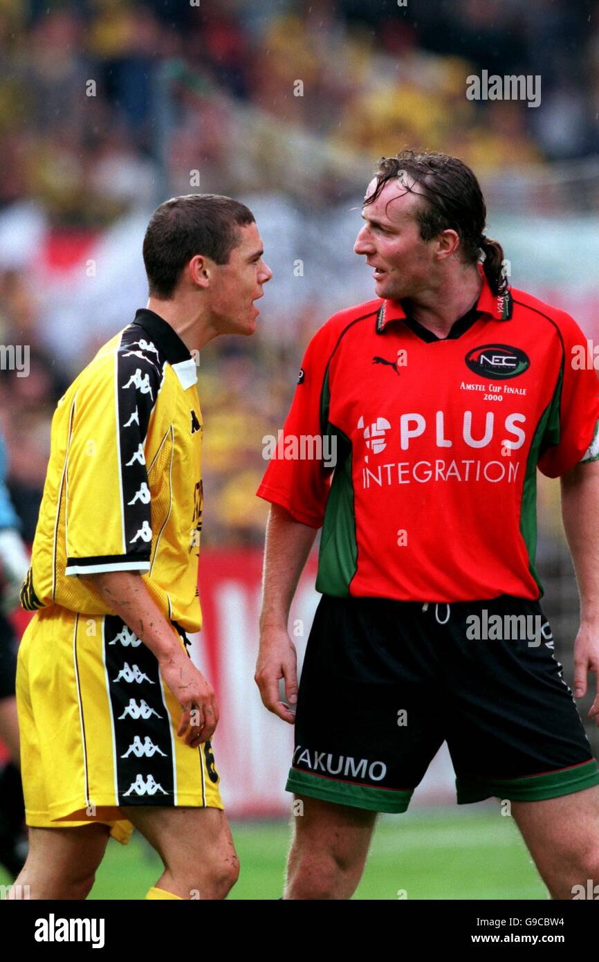 NEC Nijmegen's Patrick Pothuizen (r) argues with Roda JC Kerkrade's Tom ...