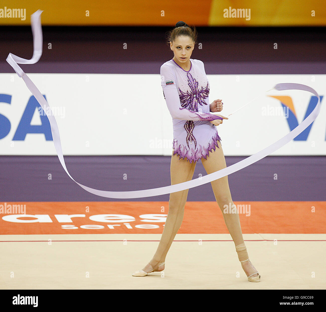 Tsvetelina Stoyanova from Bulgaria performing her routine during London